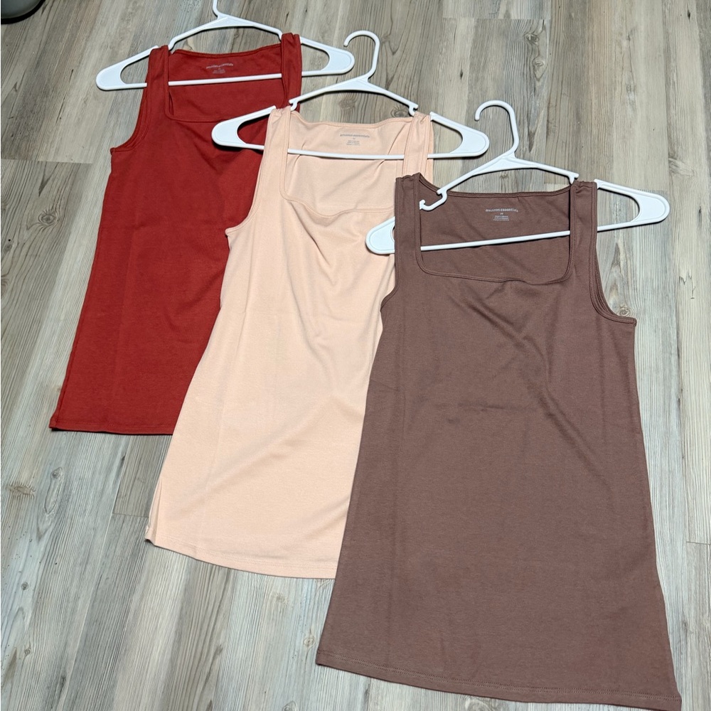Set of Three Sleeveless Tops, Square Neck Size M- NWOT